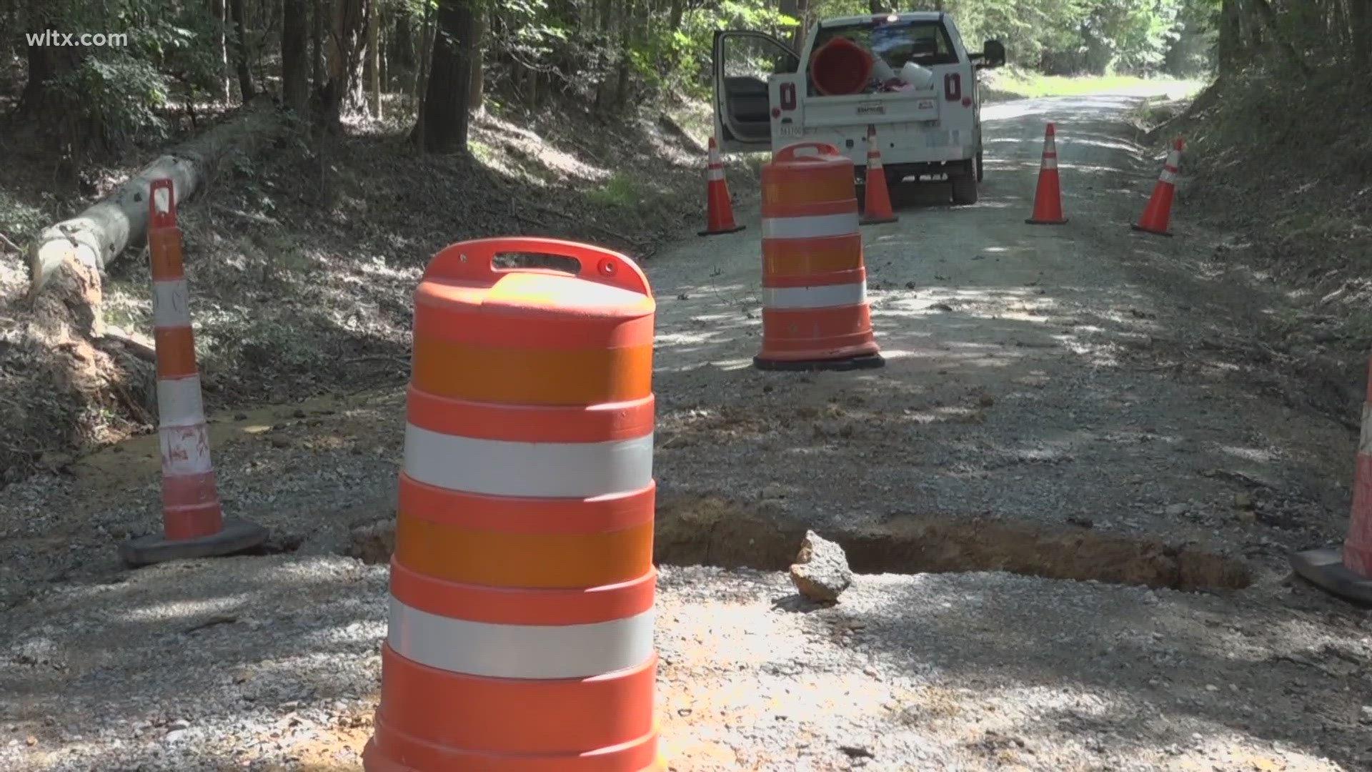 A water main break along Bear Creek Road, off Amicks Ferry Road, left a number of residents without water on the Fourth of July.