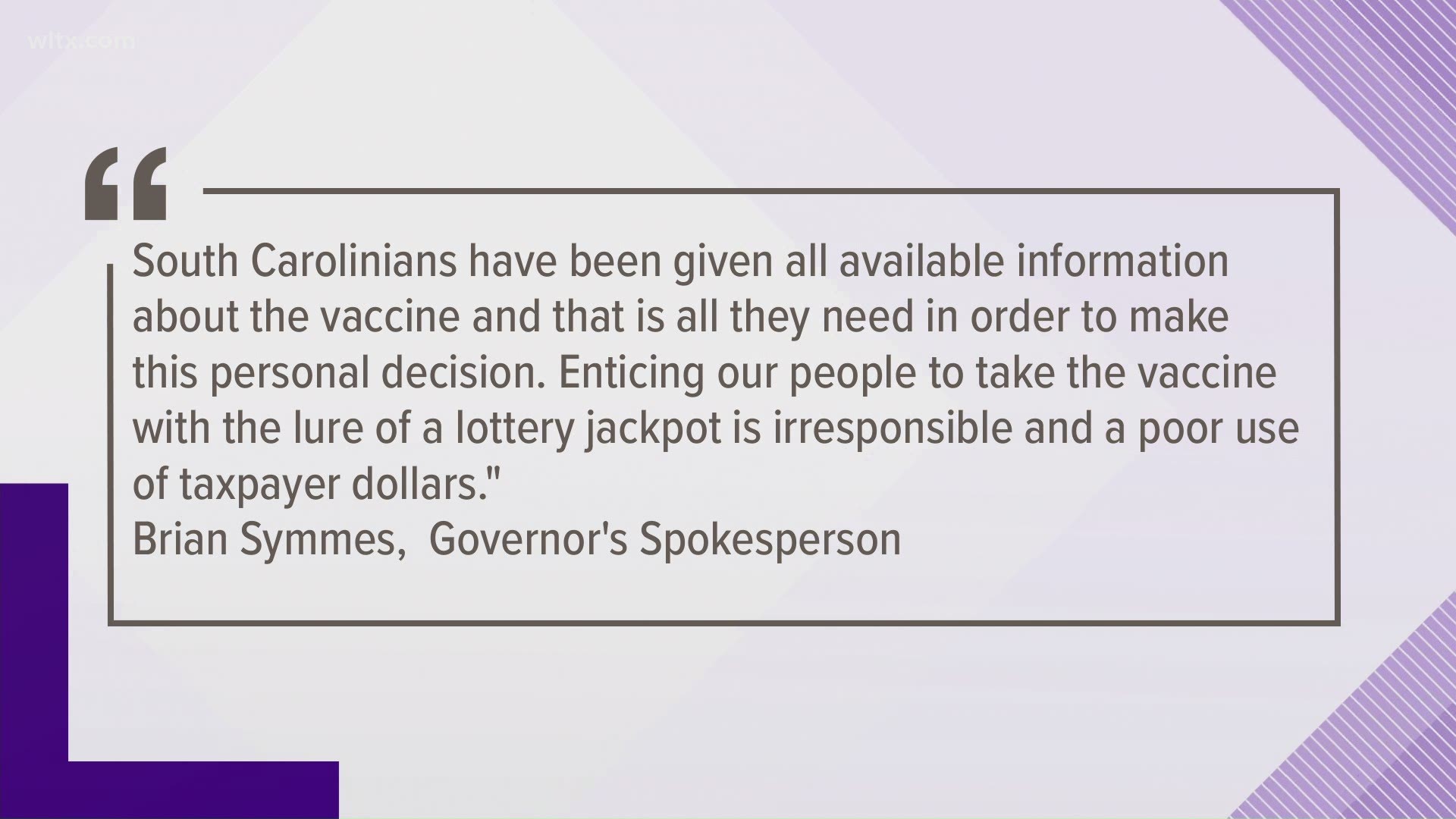 According to the governor's officer, a lottery would be 'luring' and 'irresponsible.'