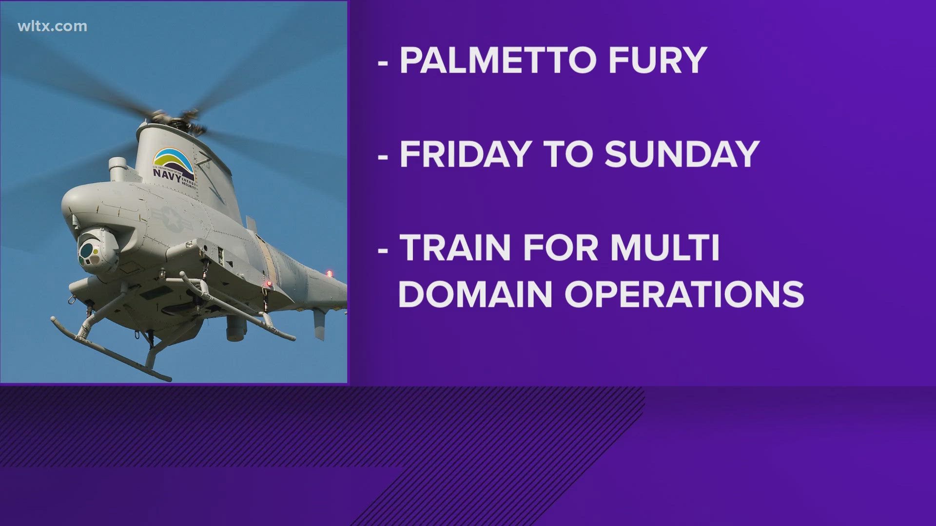 "Palmetto Fury" will go from Friday to Sunday.