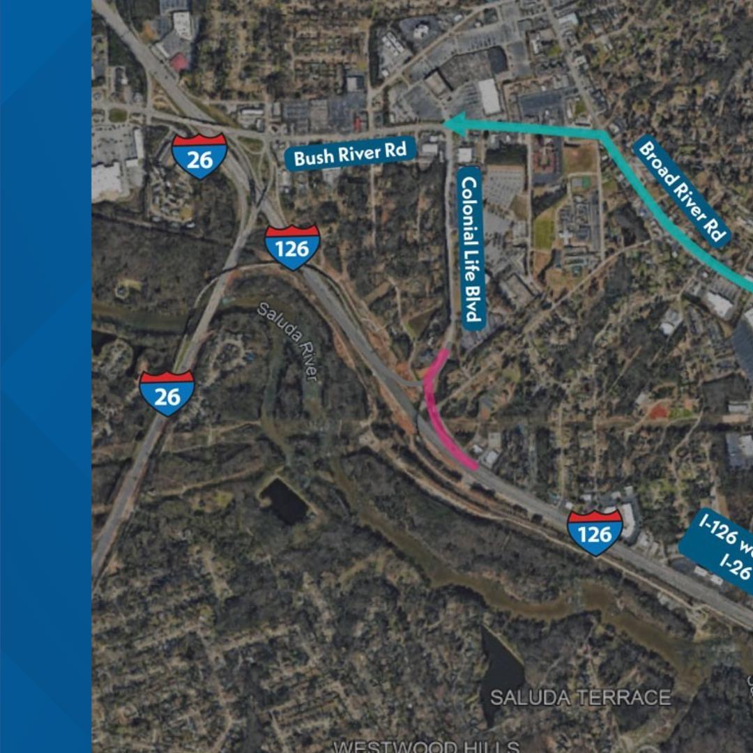 I-126 exit ramp closure extended due to construction delays | wltx.com