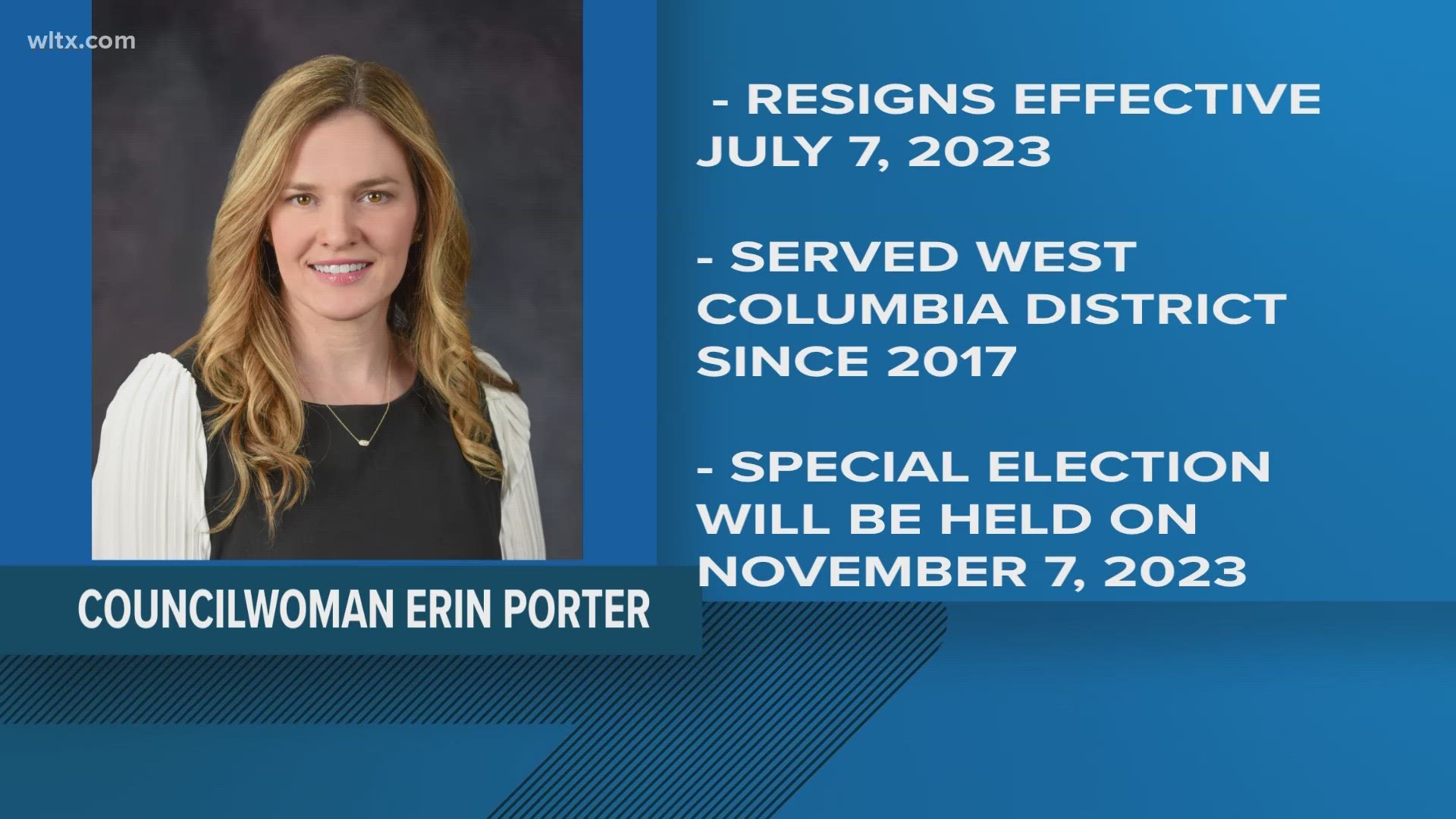 West Columbia Council Member Erin Porter is resigning effective July 7. Here's why and when the special election fill her seat will be held.