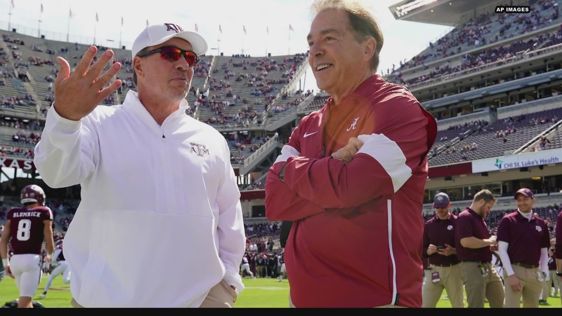 After Alabama head football coach Nick Saban accused Texas A&M of essentially buying top recruits through endorsement deals, Jimbo Fisher responded with some fire.