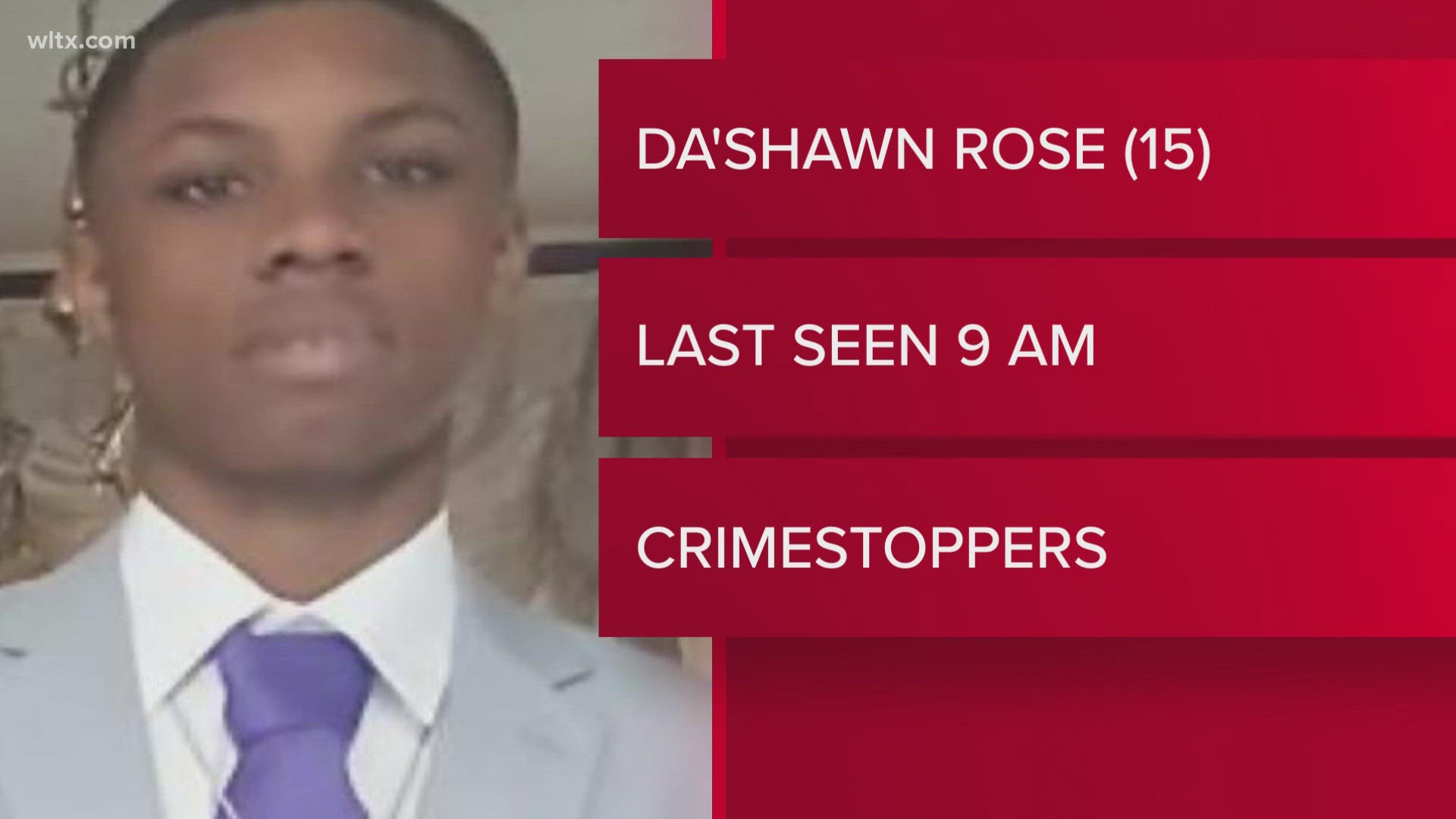 Da'Shawn Rose, 15, was last seen around 9am after leaving for school-he did not go to school and  has not returned home. 