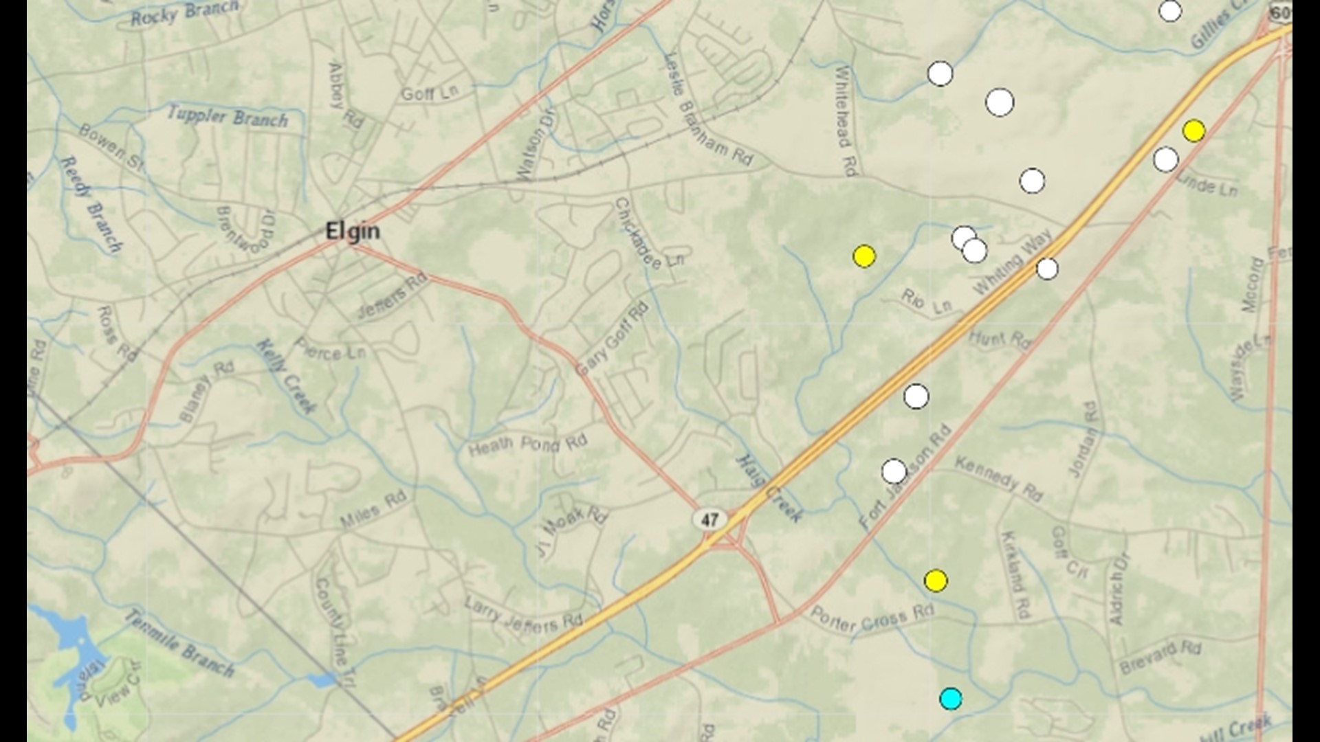 14th South Carolina earthquake near Lugoff, Elgin in Kershaw Co.