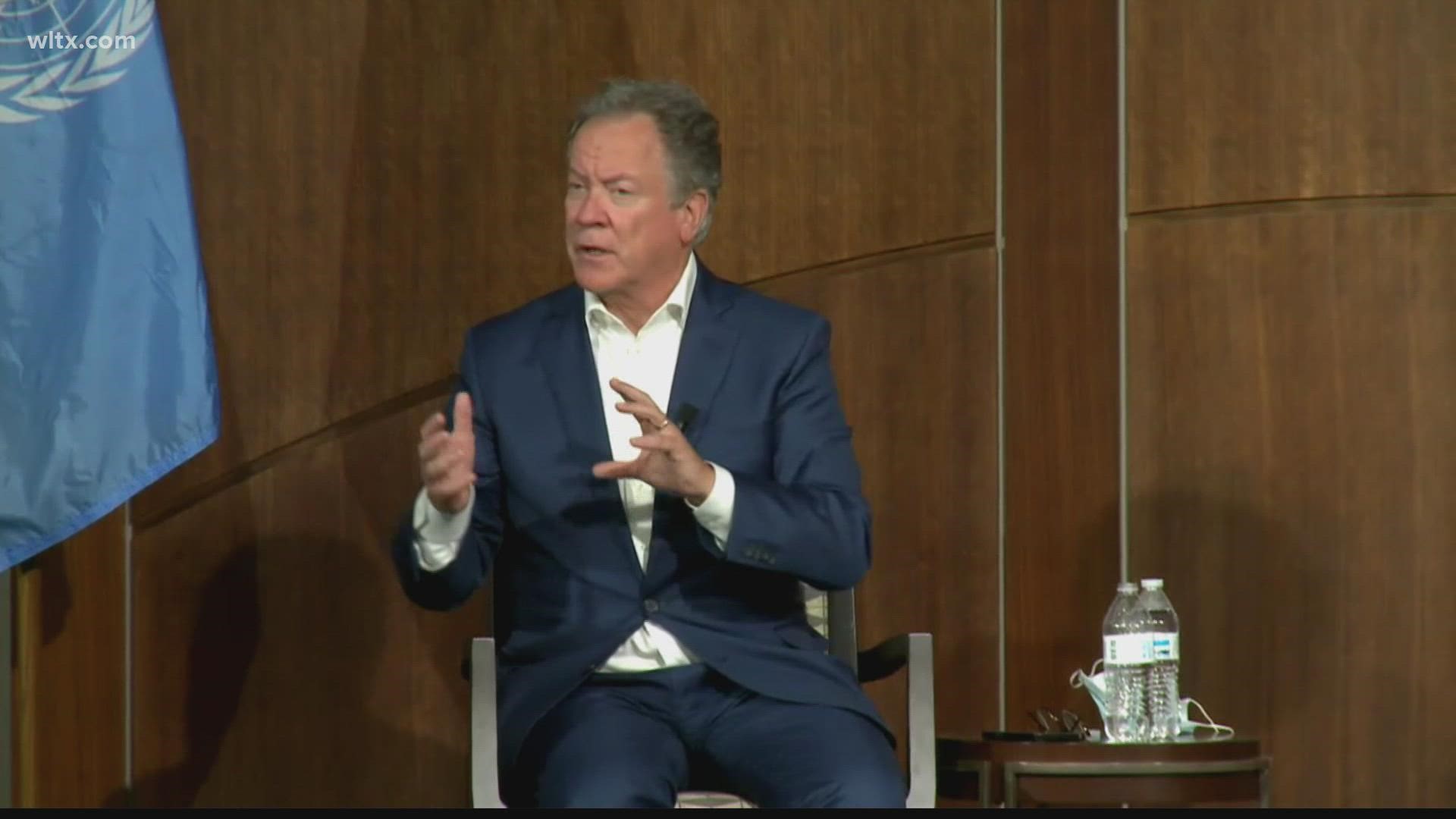 USC alumni and ABC News correspondent Kenneth Moton moderated a panel that included former SC Governor David Beasley, and Interim President of USC Harris Pastides.