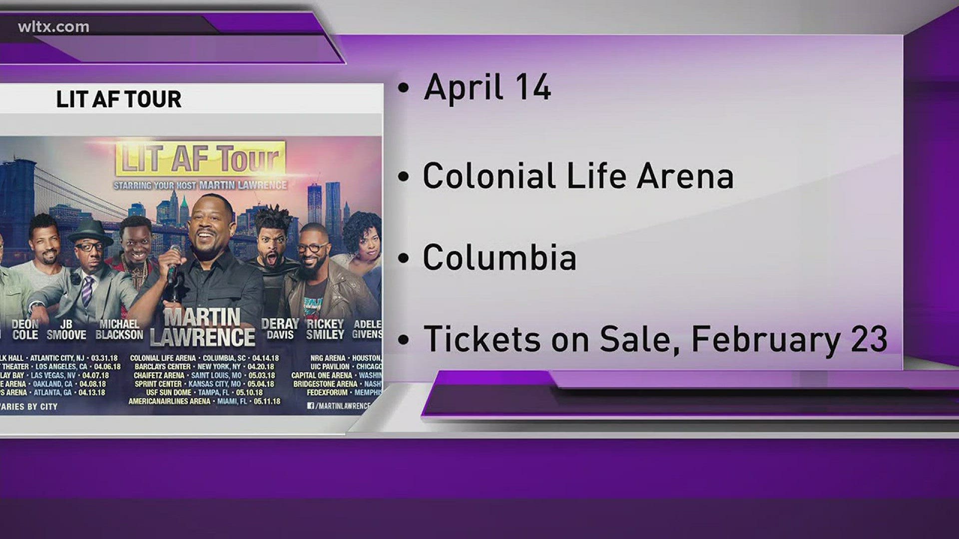 Martin will come to the Colonial Life Arena, and will be joined by other comics, including Rickey Smiley.