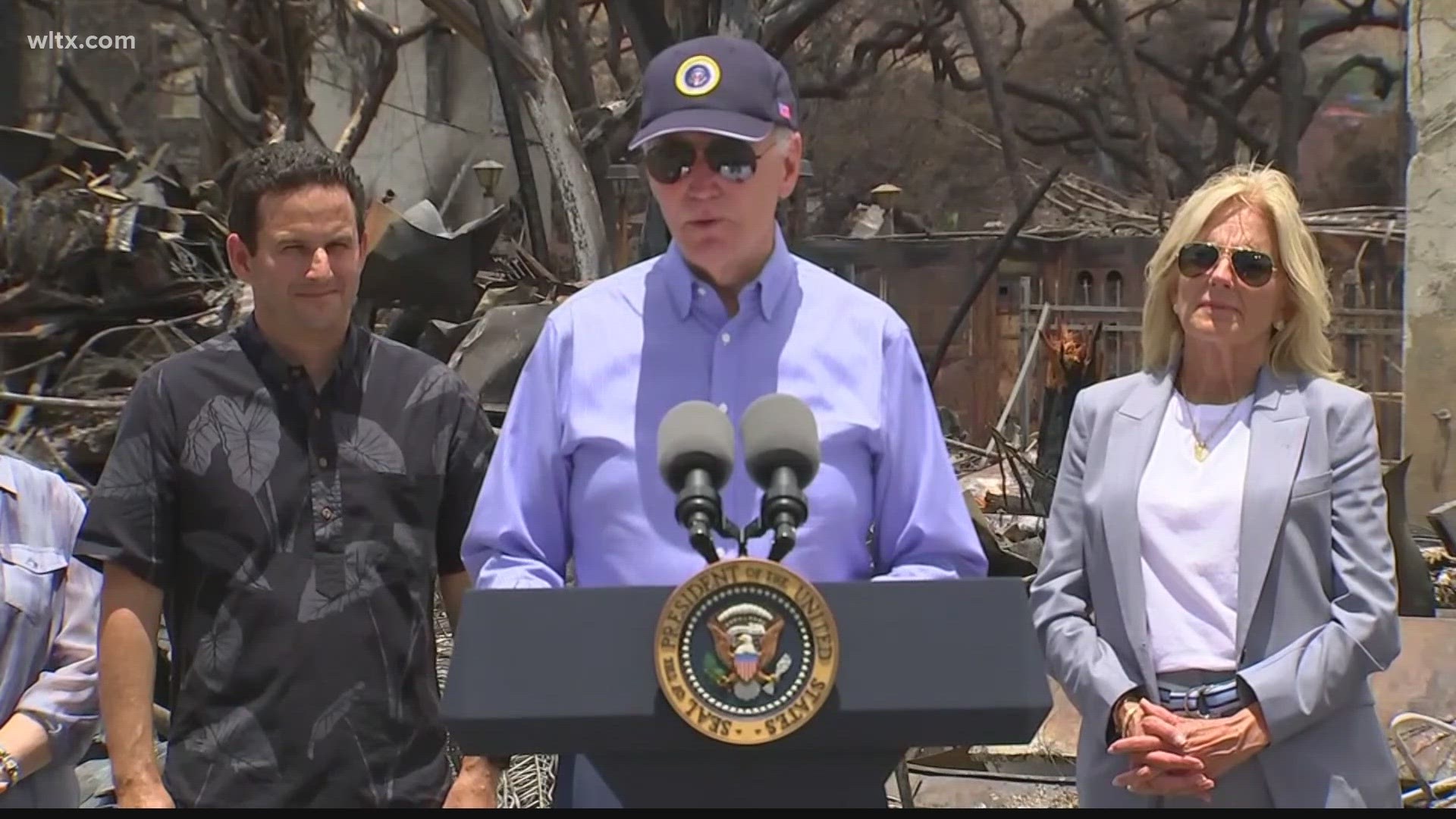 Biden got a close up look of the wreckage in Lahaina, a historic town of 13,000 people that was virtually destroyed by the flames.