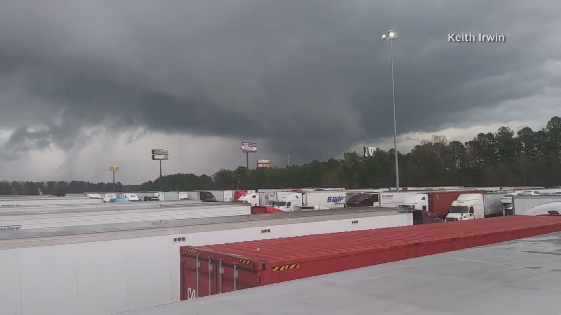 The large southeast tornado outbreak on March 3, 2019 led to multiple tornadoes, including this apparent tornado in Warner Robins, GA. Keith Irwin captured this video.