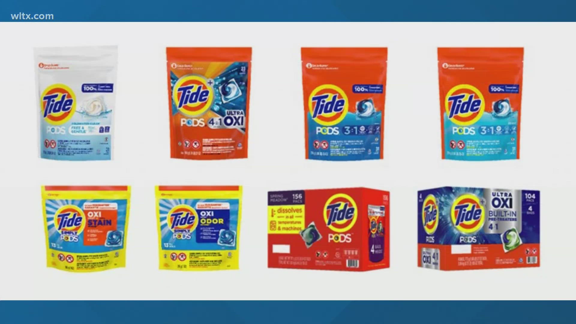 The recall includes Tide Pods, Gain Flings, Ace Pods and Ariel Pods sold in flexible film bags in the United States.