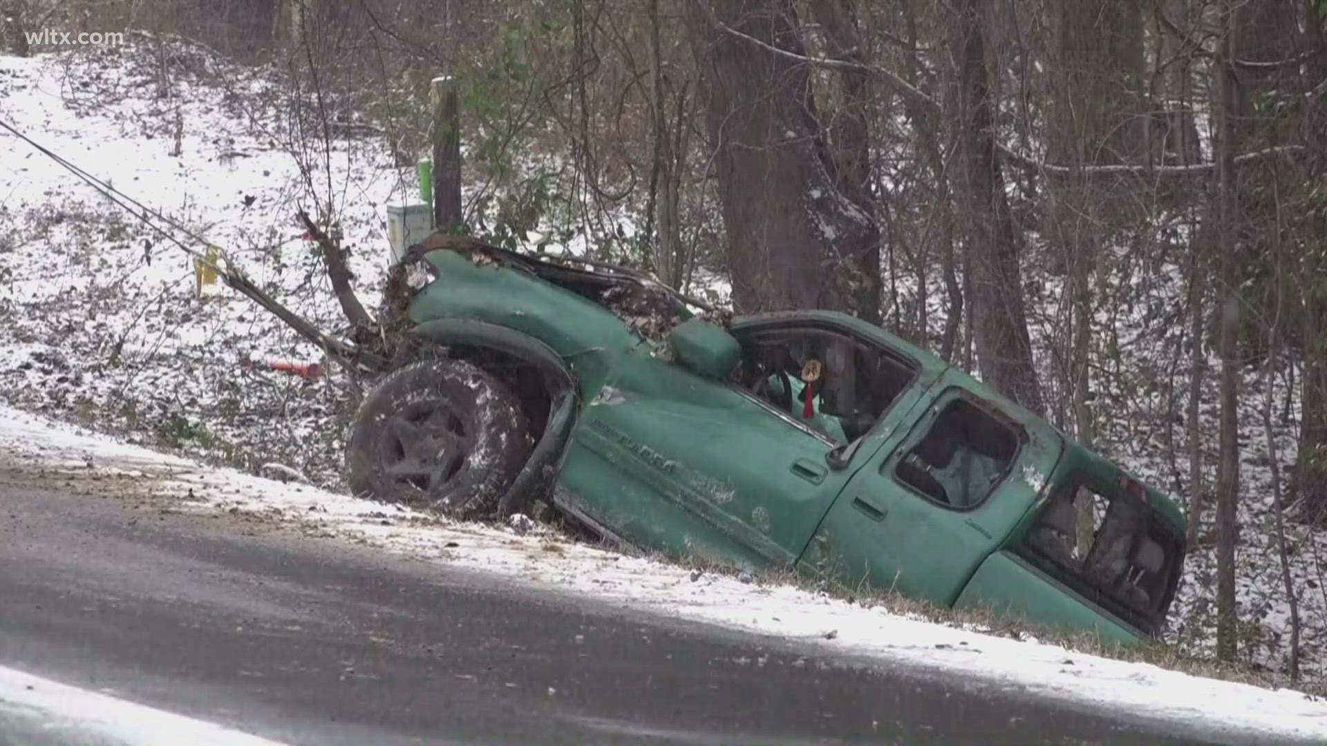 Vehicle slides off icy roadway in Sumter County as crews warn of ...
