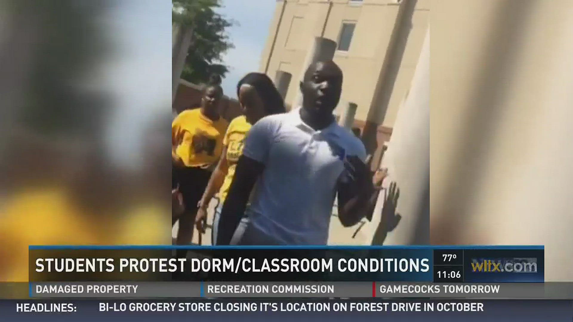 Students at Allen University protest dorms, classroom conditions.