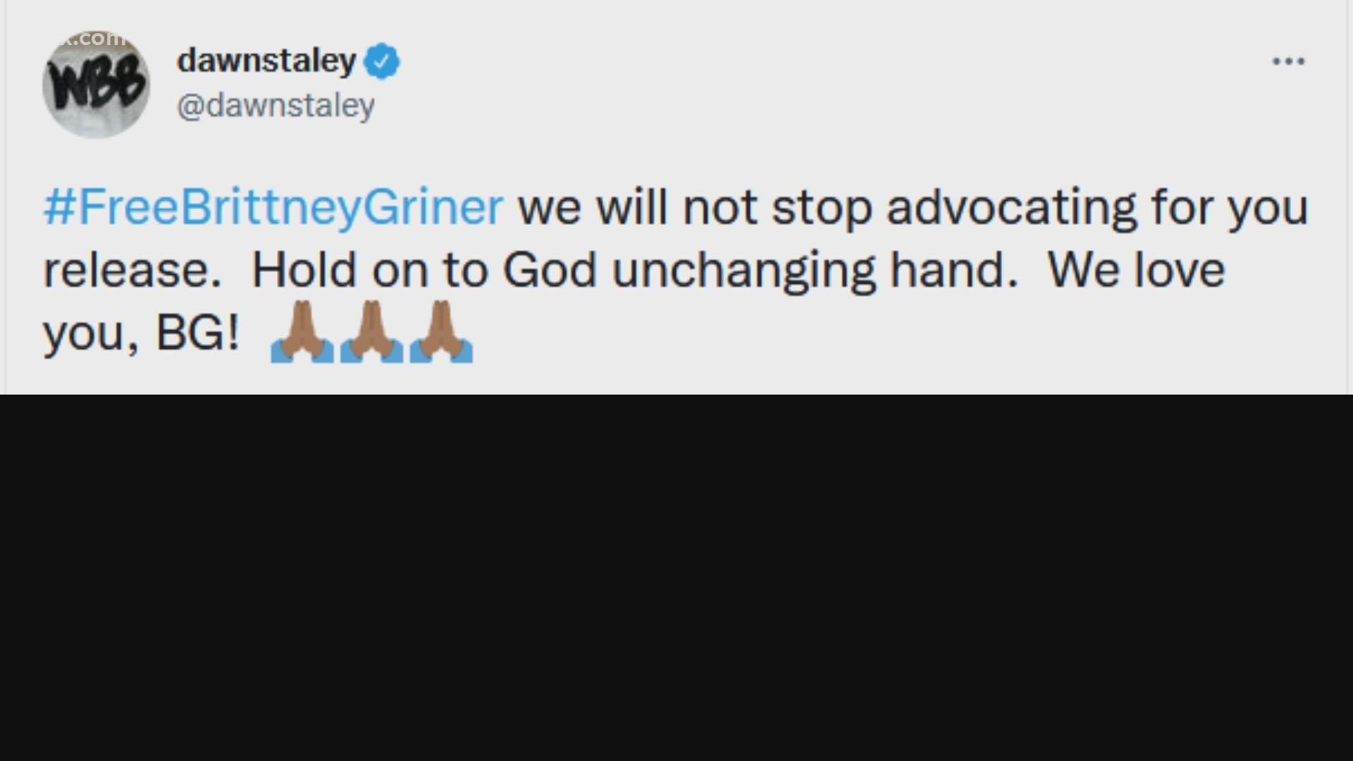 South Carolina Gamecocks coach Dawn Staley is responding to a decision by a Russian judge to sentence WNBA star Brittney Griner to 9 years in prison.