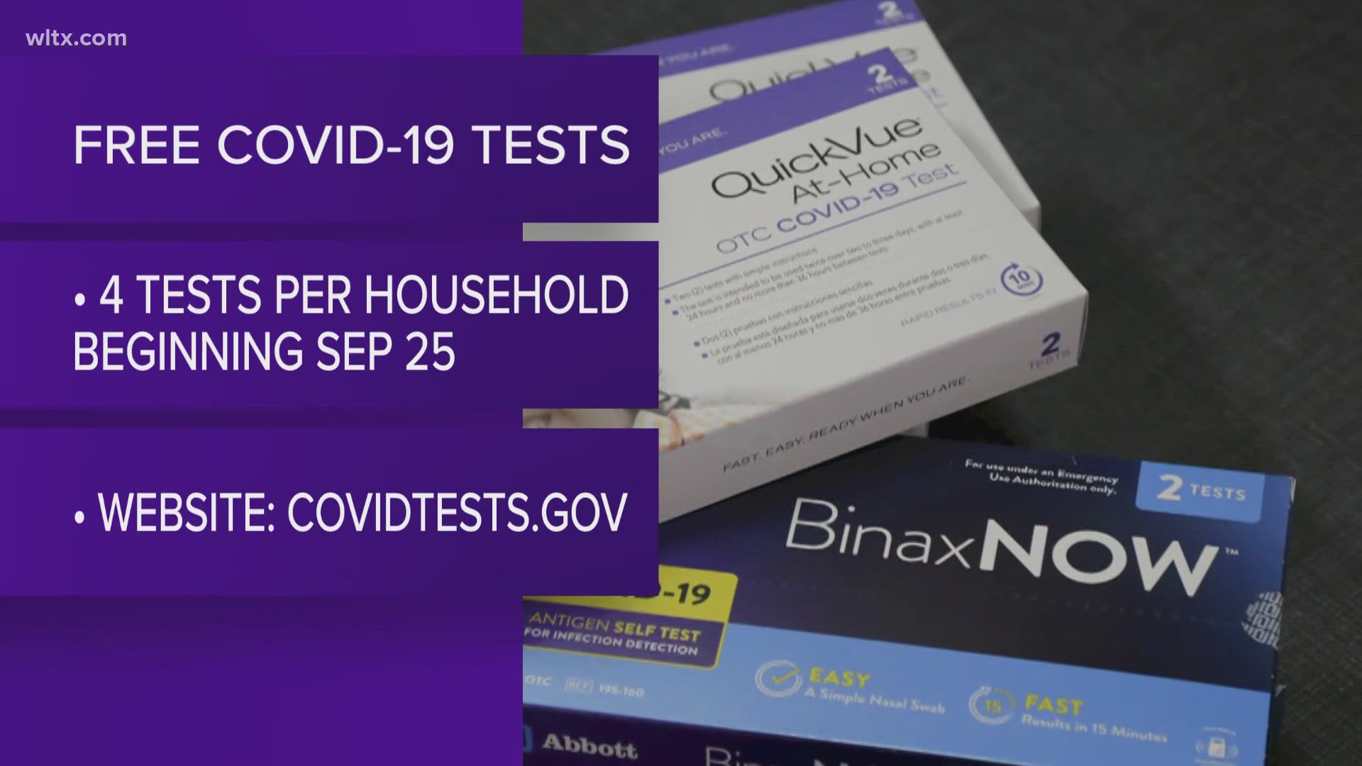 The free tests will be available beginning Monday September 25th and can be requested online at the Covidtests.gov