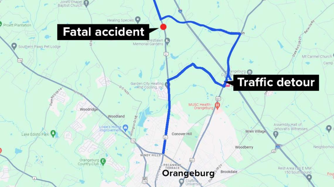All lanes of SC 21 near Orangeburg closed due to fatal accident – WLTX.com
