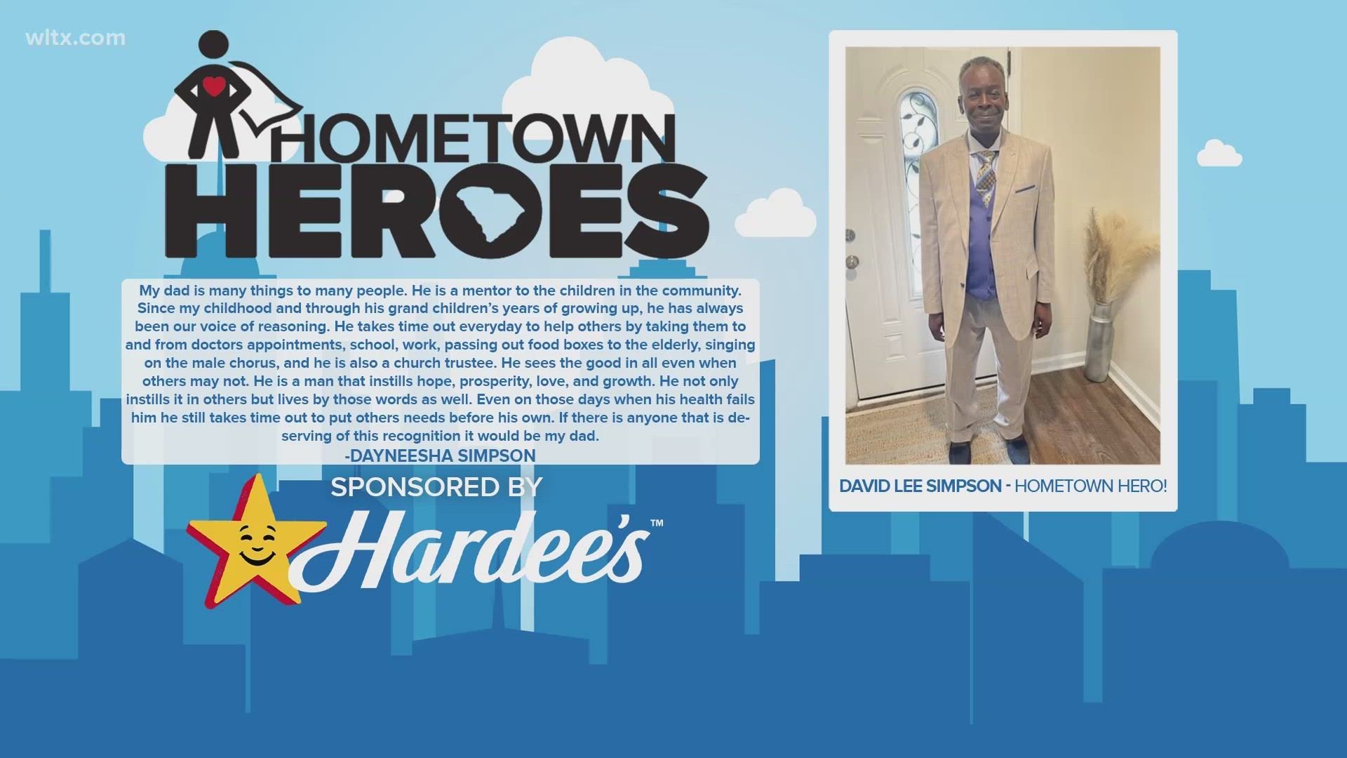 David is a mentor to children in his community. He also helps those in the community through acts of service like giving boxes of food to the elderly.