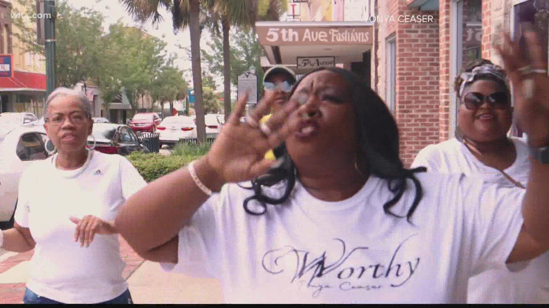 Orangeburg native Tonya Ceaser wrote and sang the song and filmed a video for it in downtown Orangeburg.