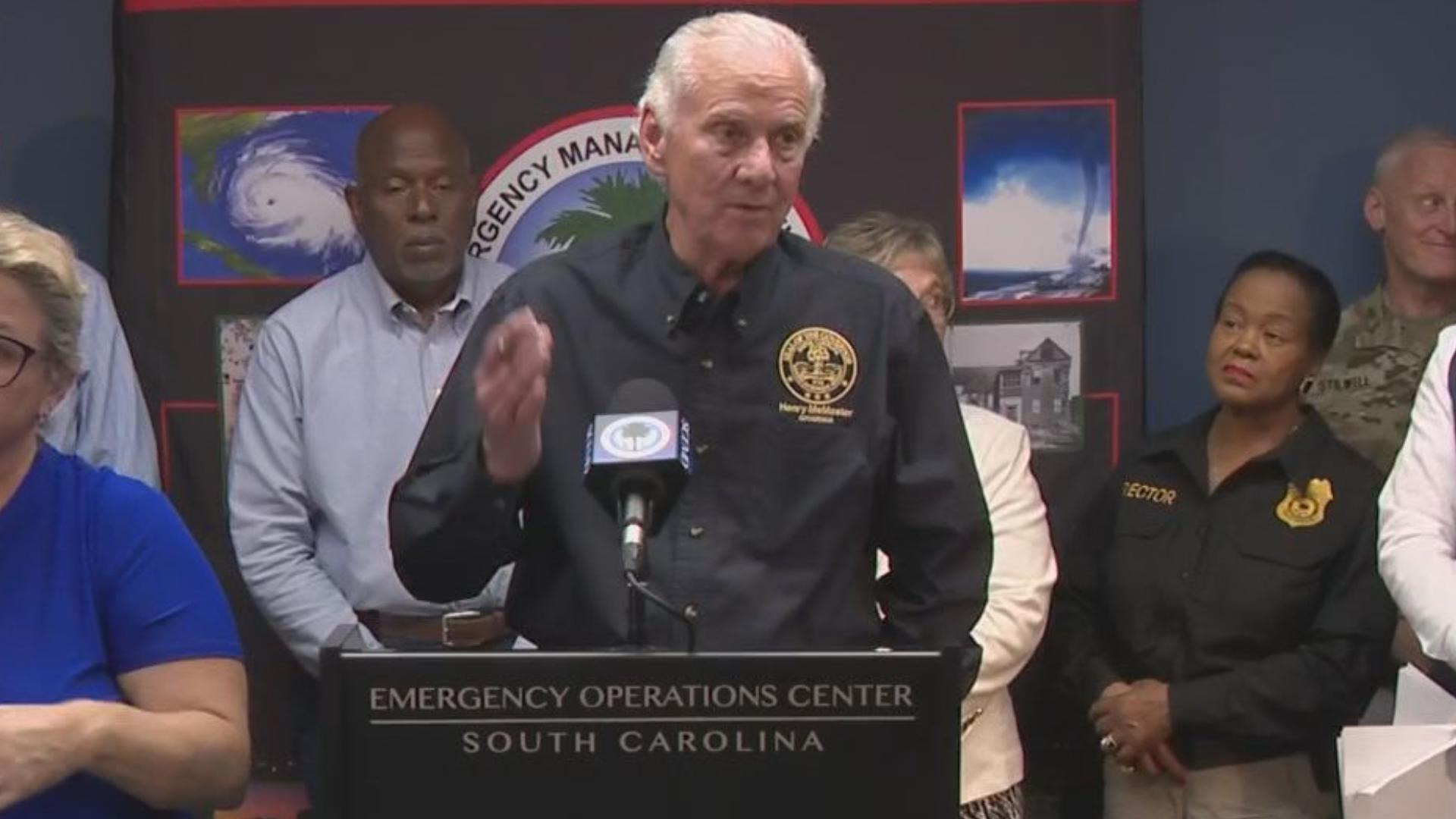 South Carolina Gov. Henry McMaster is giving an update on what the state is doing to respond to Helene's damage throughout much of the state.