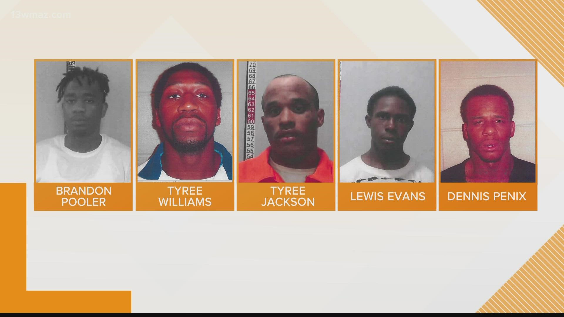 The five inmates escaped in a stolen white van around 11 p.m. Friday night.