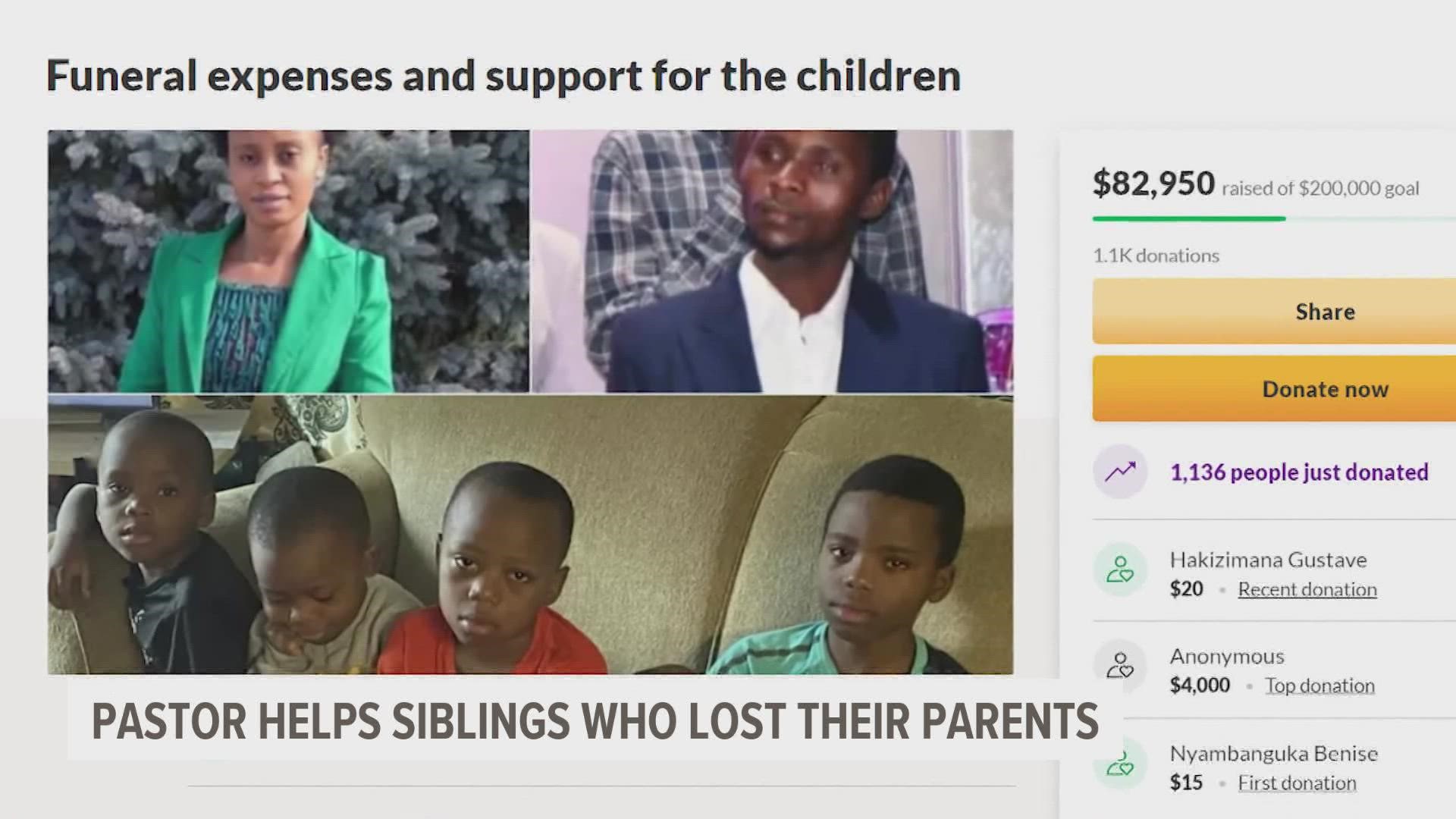 A pastor in metro Des Moines is raising funds to help five siblings whose parents recently died.