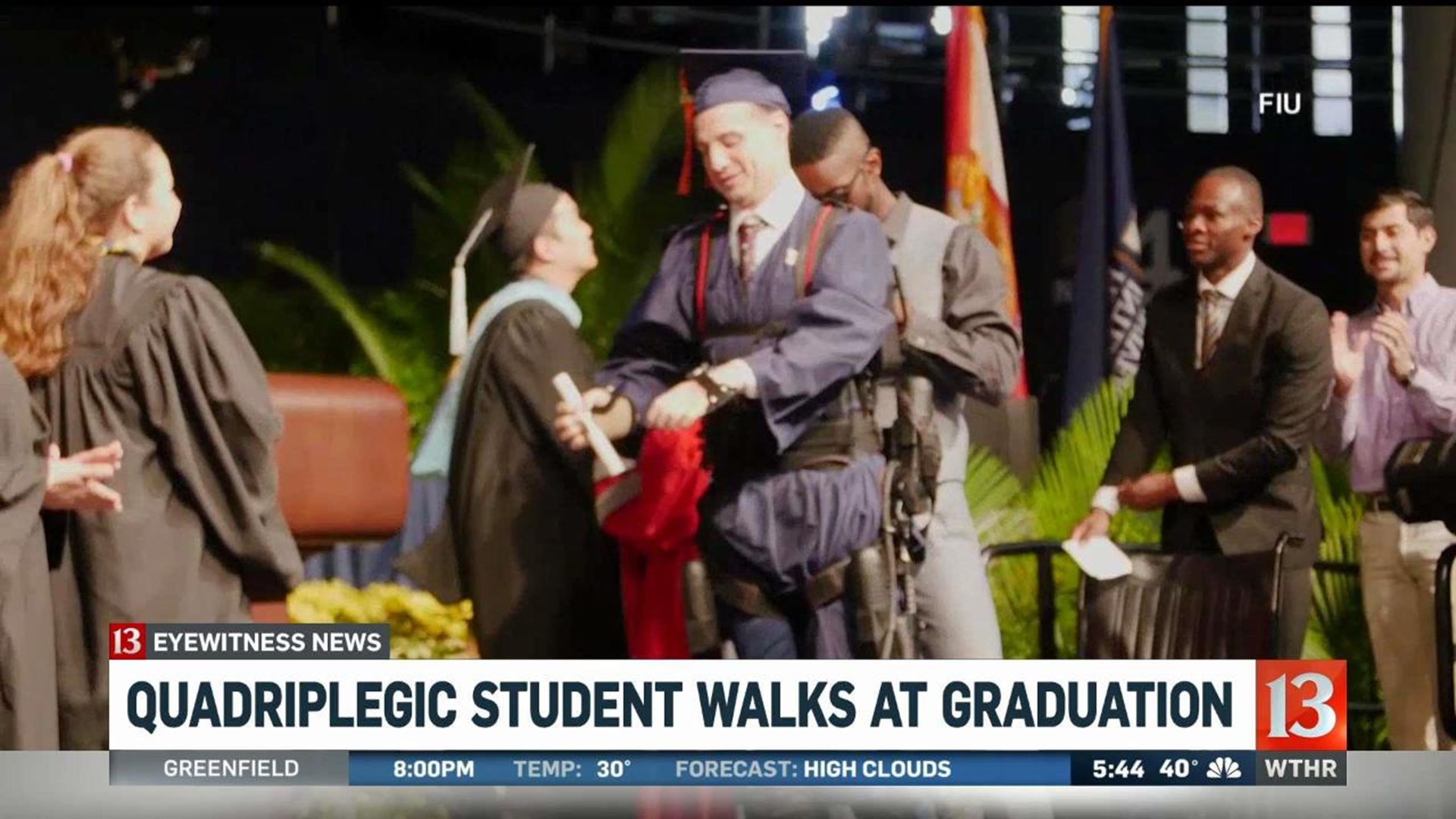 Quadraplegic walks at graduation