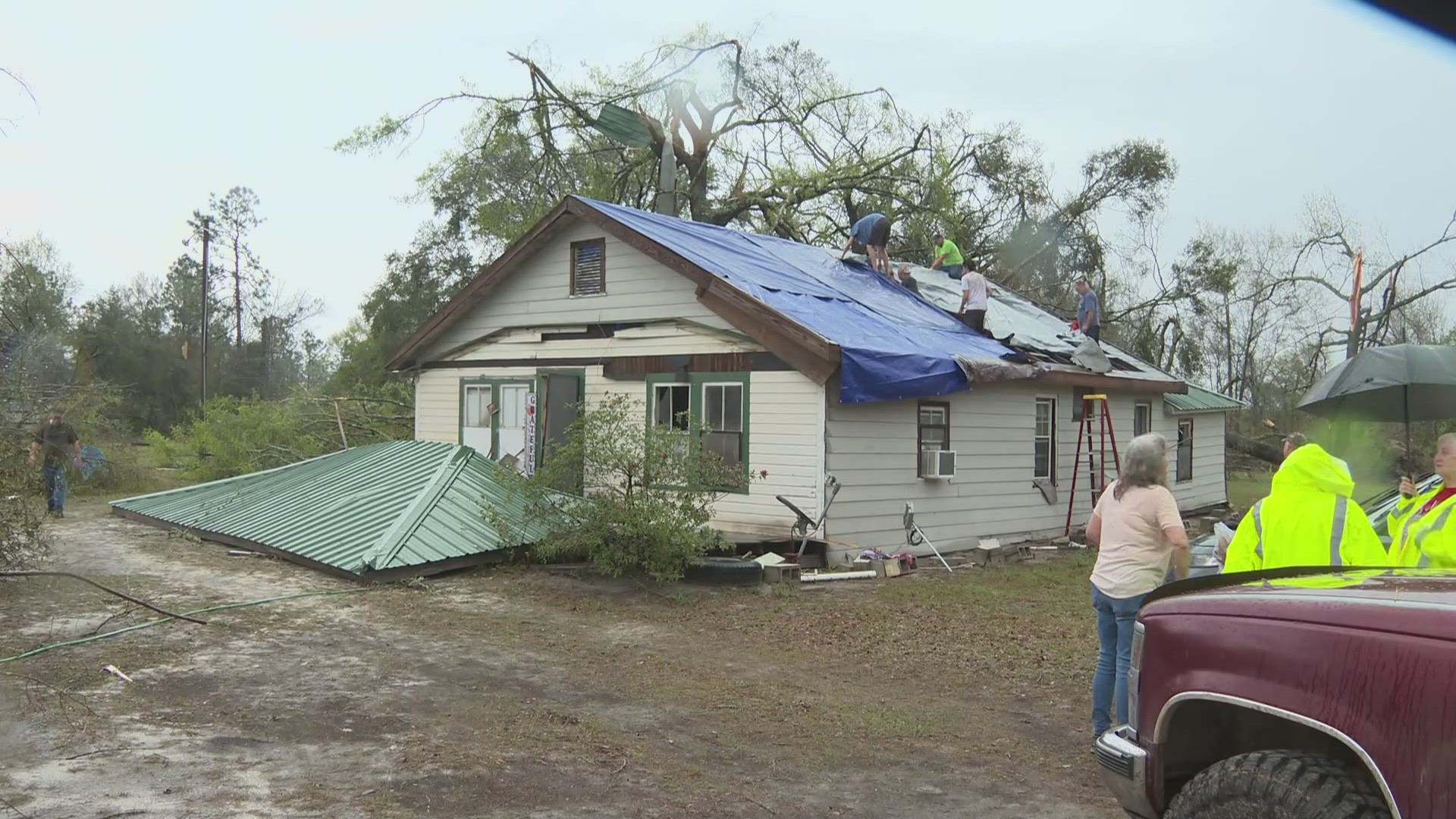 Storms swept across Southeast Georgia Saturday.