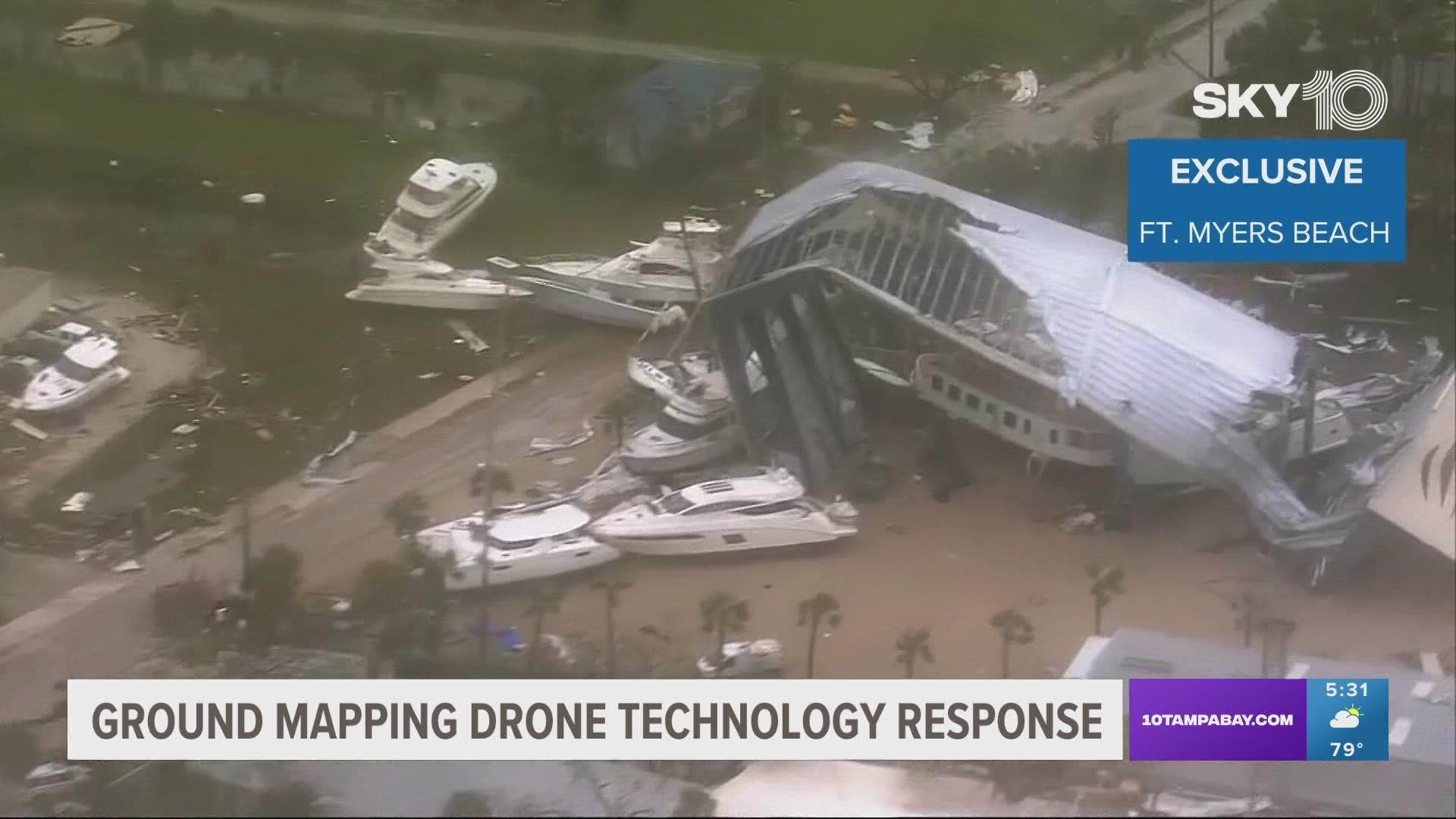 Before Hurricane Ian made landfall, drones were used to map out the area and model buildings and street locations to provide pre-storm images.