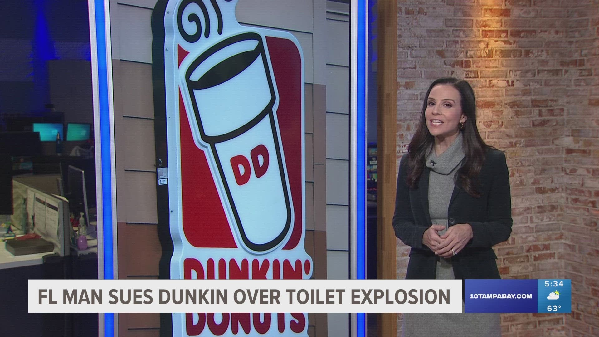 A customer who claims he was injured by an exploding toilet at a Dunkin' store in central Florida has filed a negligence lawsuit against the coffee chain.