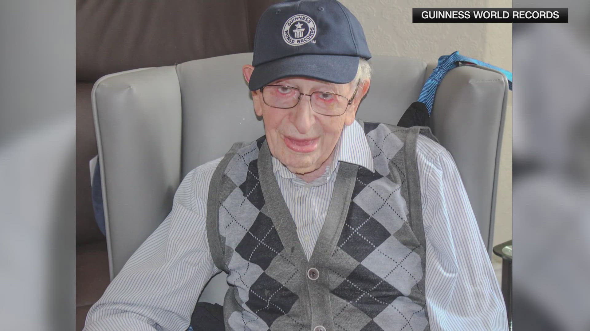 JOHN ALFRED TINNISWOOD IS CURRENTLY THE WORLD'S OLDEST LIVING MAN. HE WAS BORN ON AUGUST 26TH 19-12