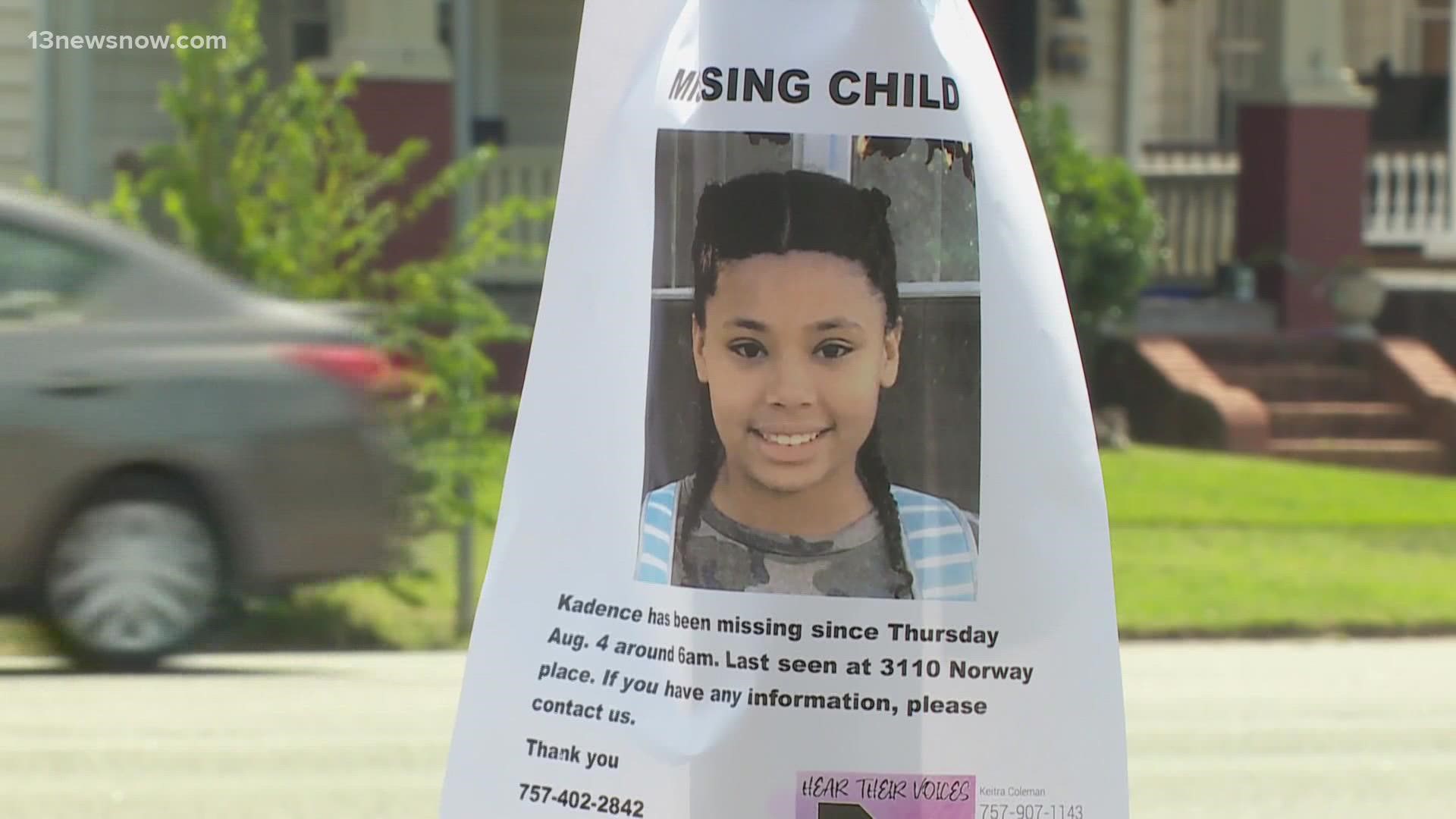 Kadence S. Morrell was last seen on August 3 in the 3100 block of Norway Place.