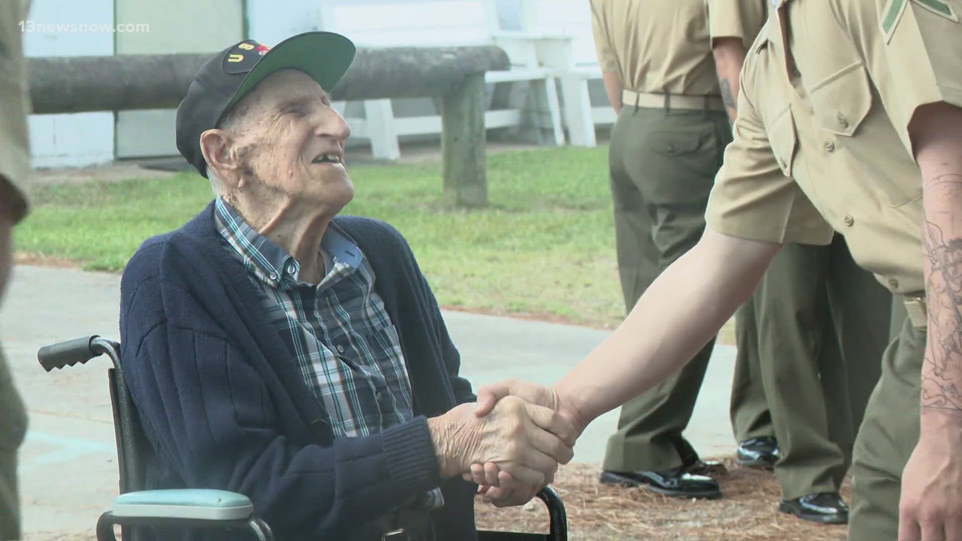 Corporal Eddie Vincek turned 100 years old this month. To celebrate, the Marines sent 100 corpsmen to celebrate his big day.