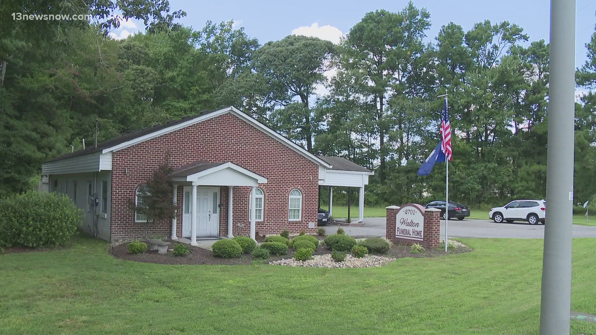 Walton Funeral Home will now have three transmission lines running across its property to help power Dominion Energy's Coastal Virginia Offshore Wind project.