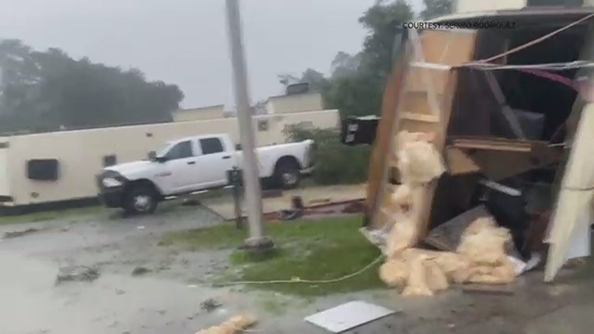Sergio Rodriquez posted video on social media of the damage following a tornado warning.