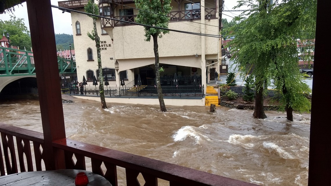 Flooding in Helen Takes Over City Streets as the River's Level Rises