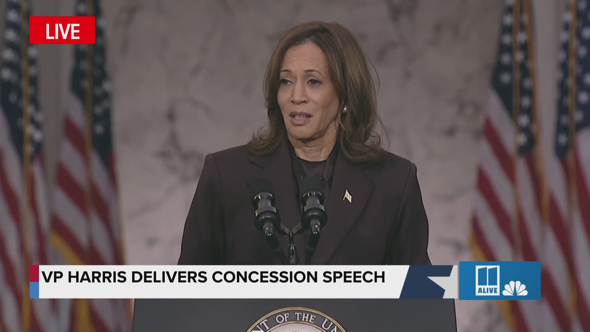 Harris delivered her remarks at Howard University.