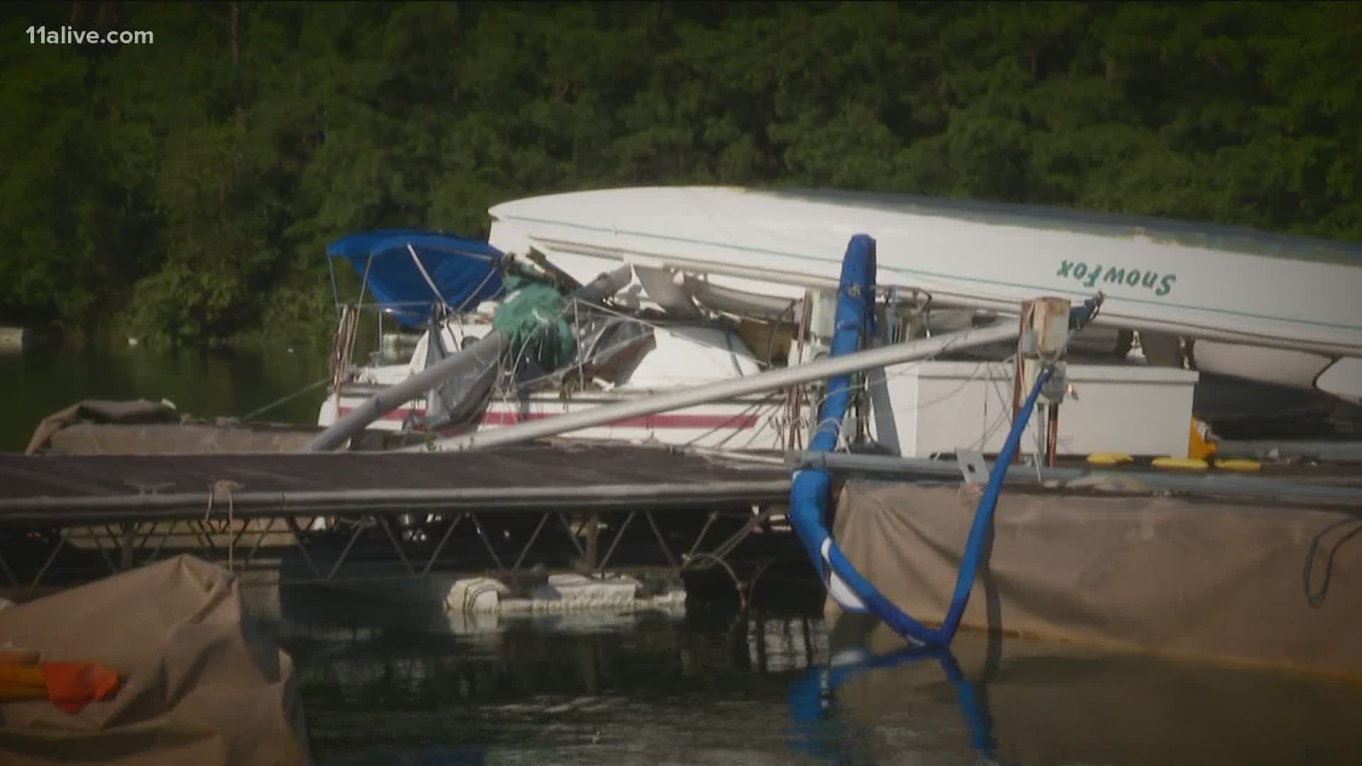 Since then, the marina staff has closed off most of the area due to the damage and downed trees. Power has also been disconnected from some docks.