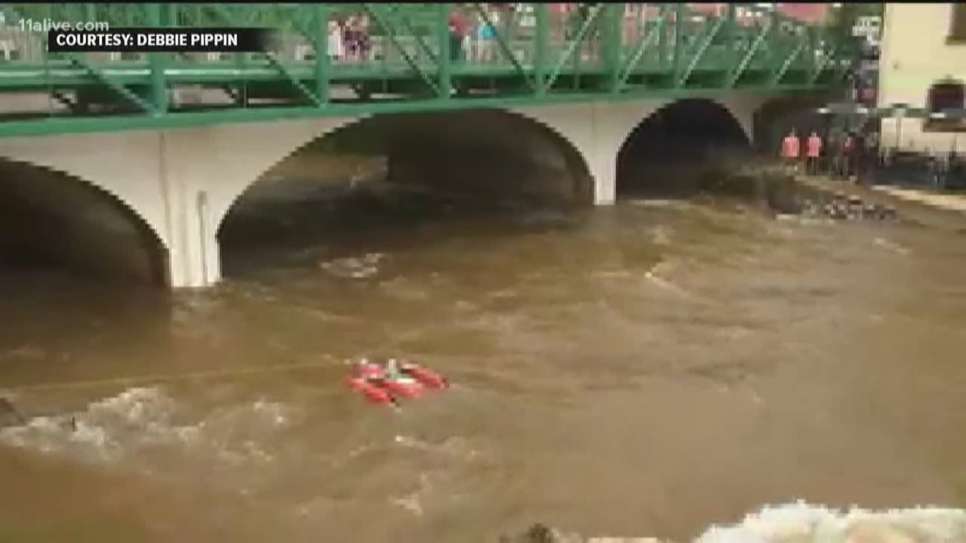 Flooding in Helen, Takes Over City Streets as Warnings