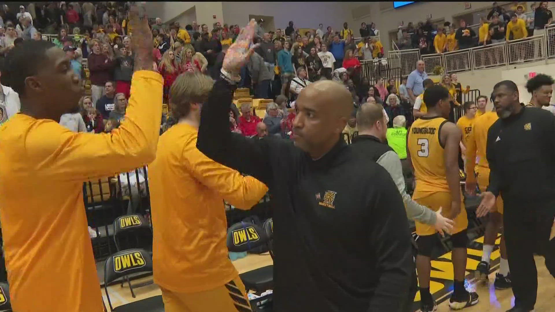 Loved ones gathered at KSU to remember basketball coach Amir Abdur-Rahim. He passed away in Tampa after complications during a medical procedure.