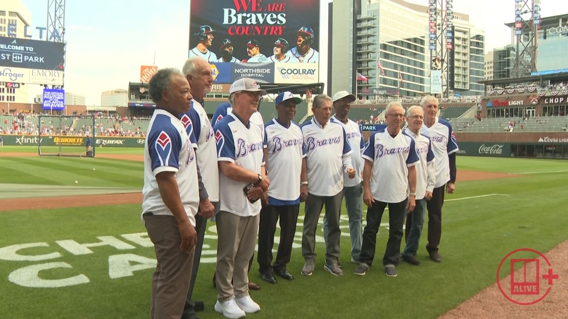 There was a pregame ceremony at Truist Park to celebrate Hank Aaron.