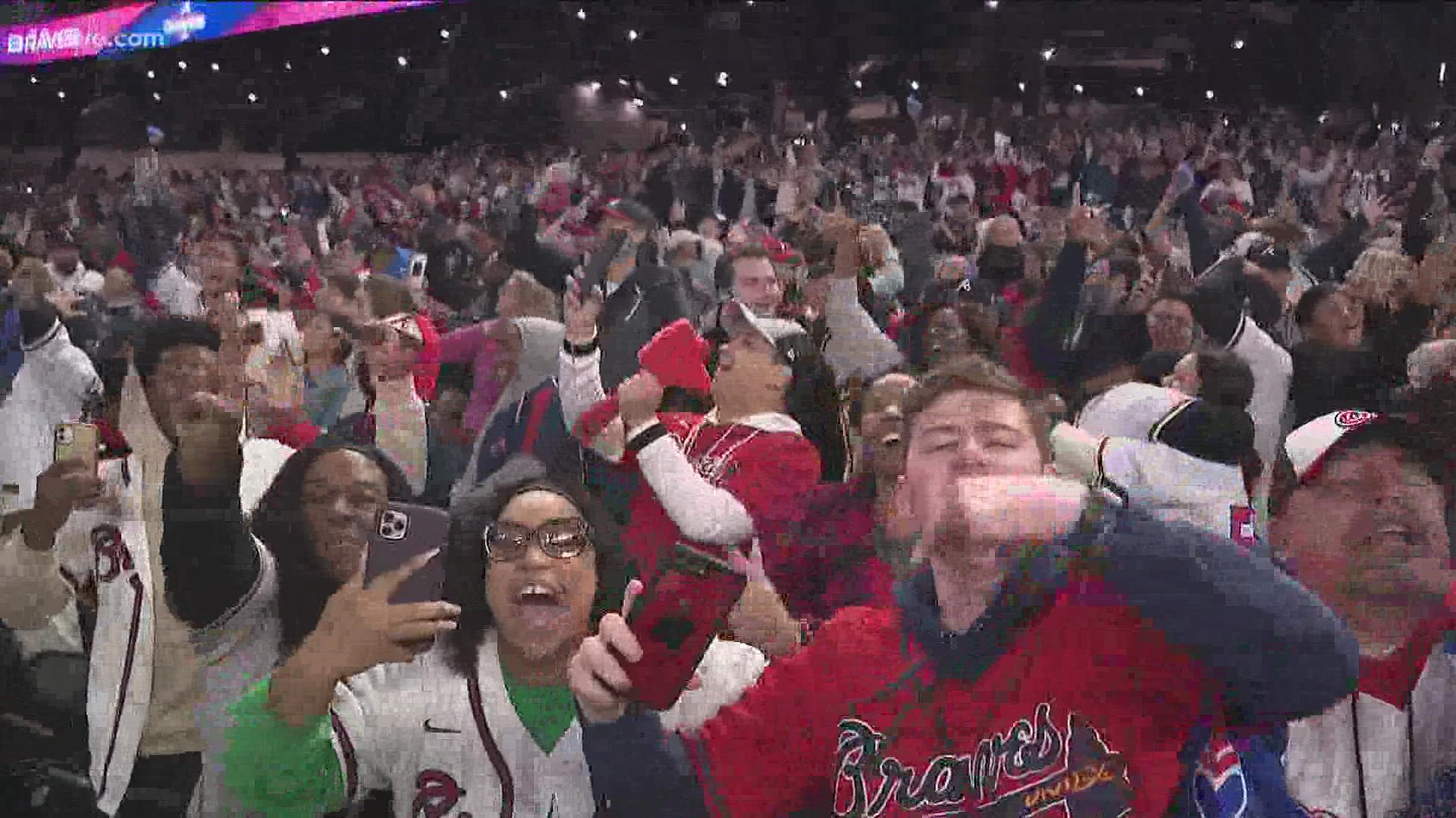 Some fans say they were at the Battery last night to watch the game and came back just hours later to continue the celebrations.